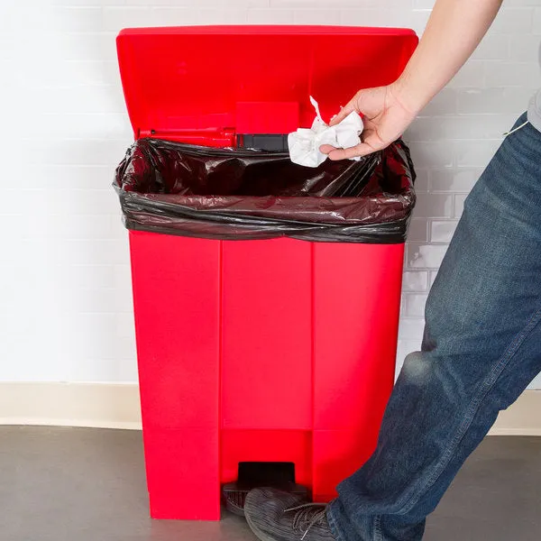 RUBBERMAID RECTANGULAR STEP ON TRASH CAN - RED