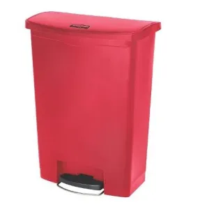 RUBBERMAID SLIM JIM RESIN FRONT STEP ON RECTANGULAR TRASH CAN -90 L RED