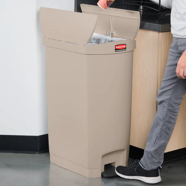 RUBBERMAID SLIM JIM RESIN FRONT STEP ON RECTANGULAR TRASH CAN - BEIGE 68L