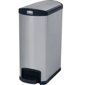 RUBBERMAID SLIM JIM STAINLESS STEEL END STEP ON RECTANGULAR TRASH CAN - 50L BLACK