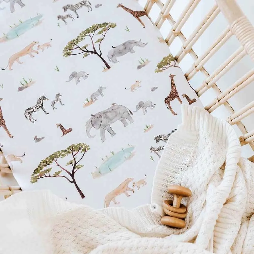 Safari Organic Bassinet Sheet / Change Pad Cover
