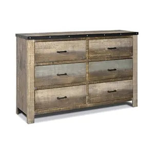 Sembene 6-Drawer Dresser Antique Multi-Color Collection: Add A Touch Of Rustic Charm To Your Bedroom Decor. This Wooden Dresser Is Finished In Pleasing Earth Tones, Giving It A Classic Look.  SKU: 205093