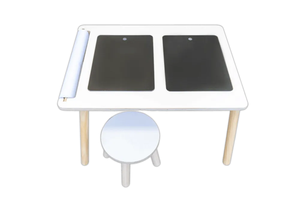 Sensory Bin Table and Stool (includes bins, cover, paper roll holder, and 25m of paper)