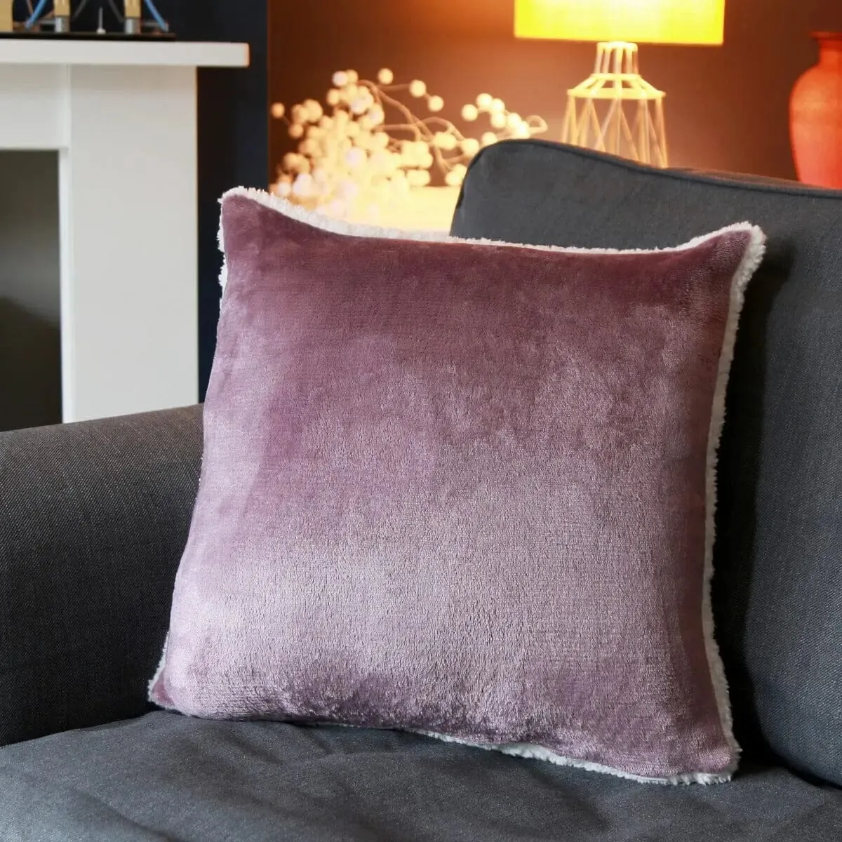Sherpa Blanket and Sherpa Cushion Set