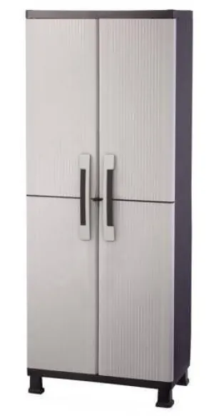 SpaceRite 27" Utility Cabinet Keter Storage Cabinet with Doors and Shelves - Perfect for Garage and Basement Organization, Grey, - 396929