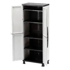SpaceRite 27" Utility Cabinet Keter Storage Cabinet with Doors and Shelves - Perfect for Garage and Basement Organization, Grey, - 396929