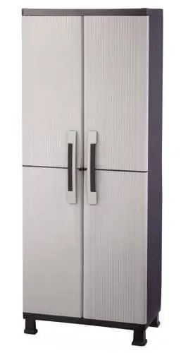 SpaceRite 27" Utility Cabinet Keter Storage Cabinet with Doors and Shelves - Perfect for Garage and Basement Organization, Grey, - 396929