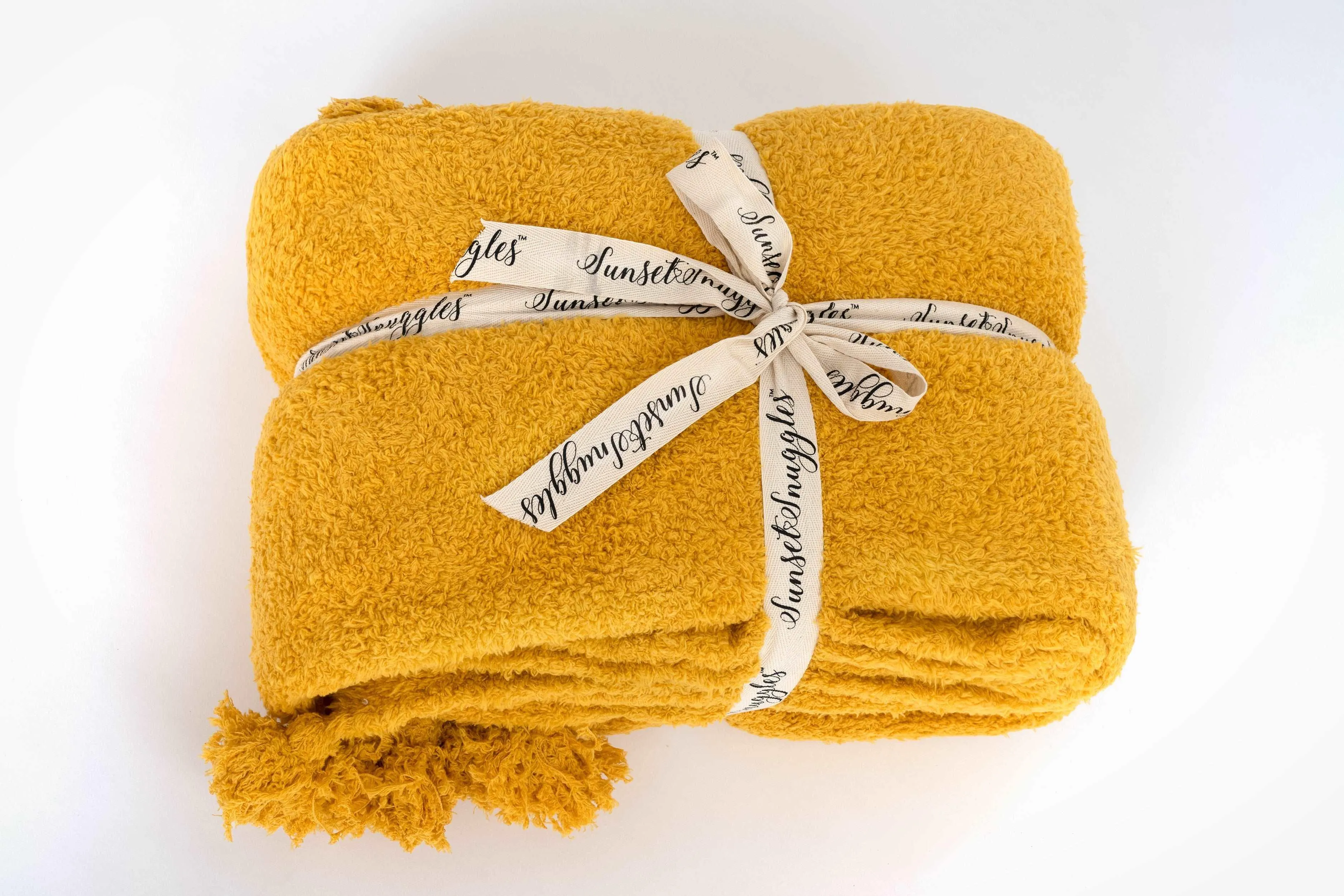 Spicy Mustard Tassel Throw Blanket