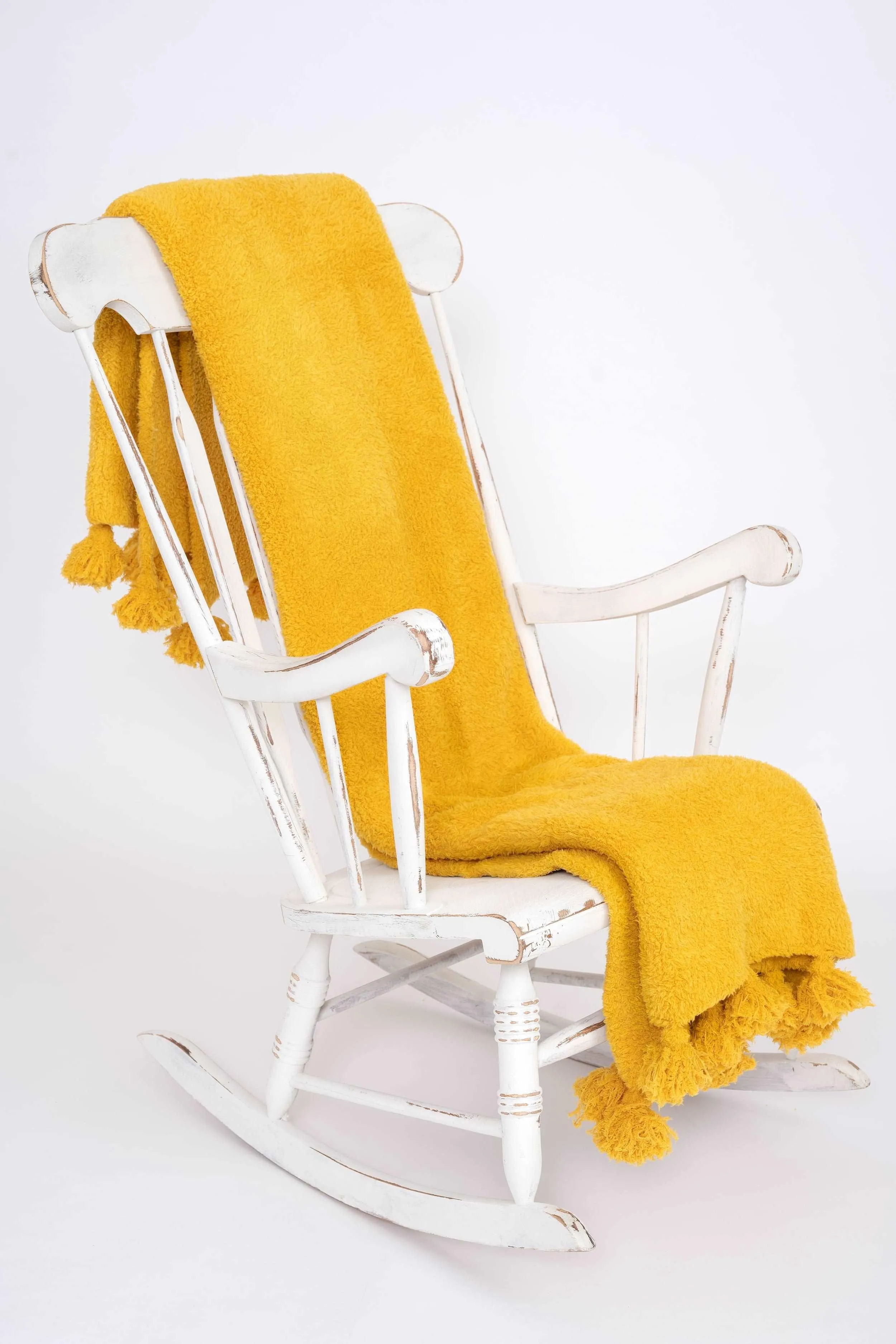 Spicy Mustard Tassel Throw Blanket