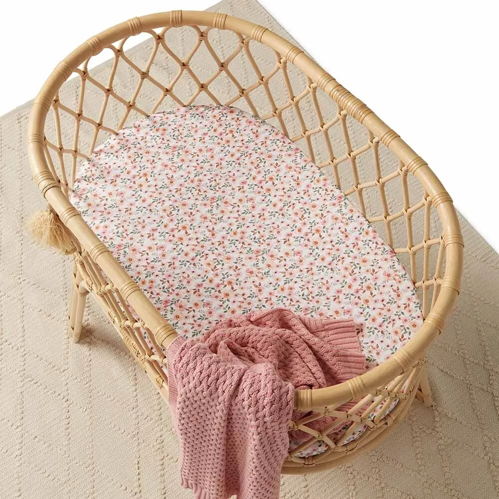Spring Floral Organic Bassinet Sheet / Change Pad Cover