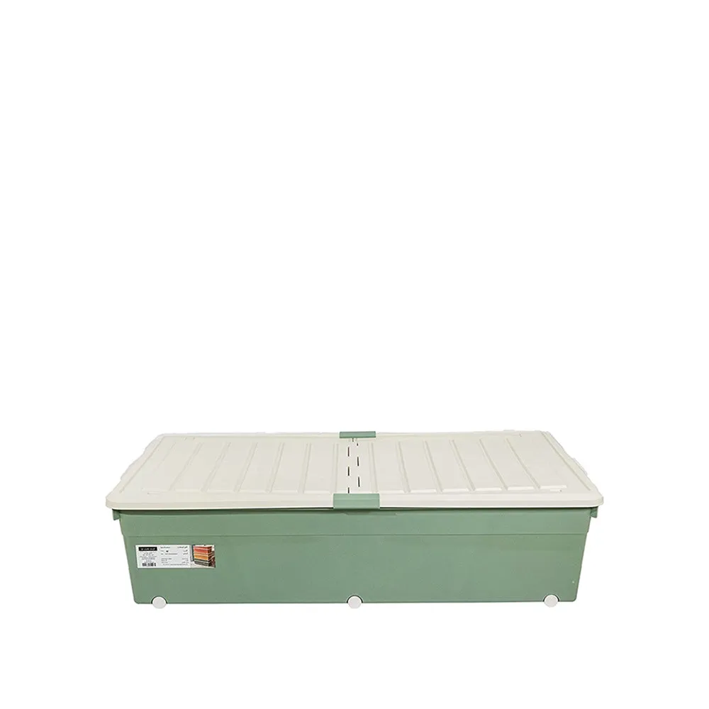 Storage Box with White Lid 65L Green