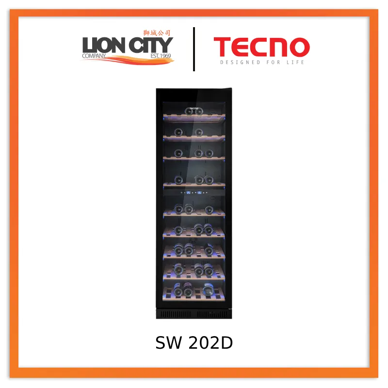 Tecno SW 202D 171-Bottle Built-in Wine Chiller (Full Black) SW202D