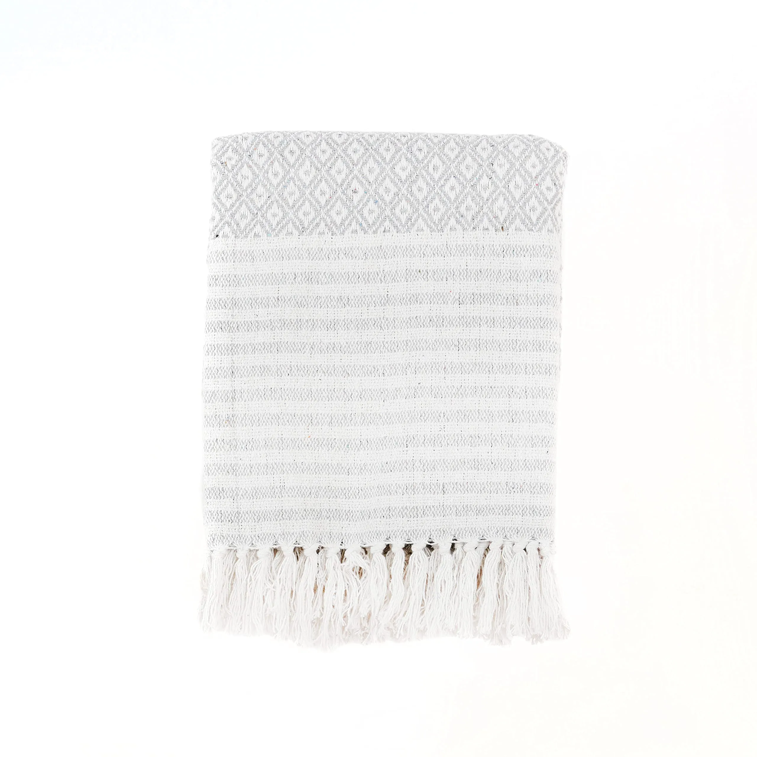 Throw Blanket for Couch - Pure Cotton Diamond Pattern Throws Soft and Warm Cozy Blankets for Sofa - Gray - 50x60 Inches