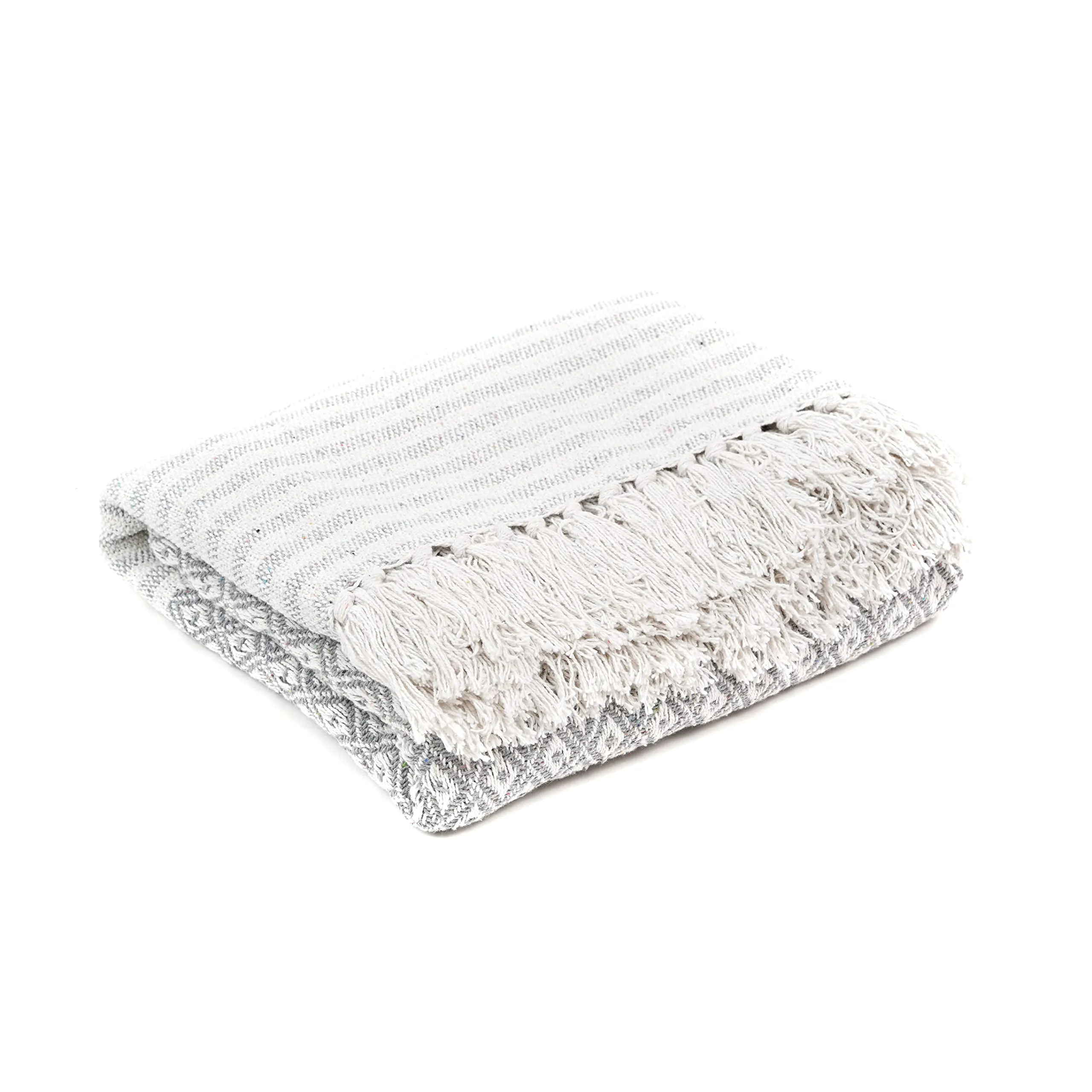 Throw Blanket for Couch - Pure Cotton Diamond Pattern Throws Soft and Warm Cozy Blankets for Sofa - Gray - 50x60 Inches