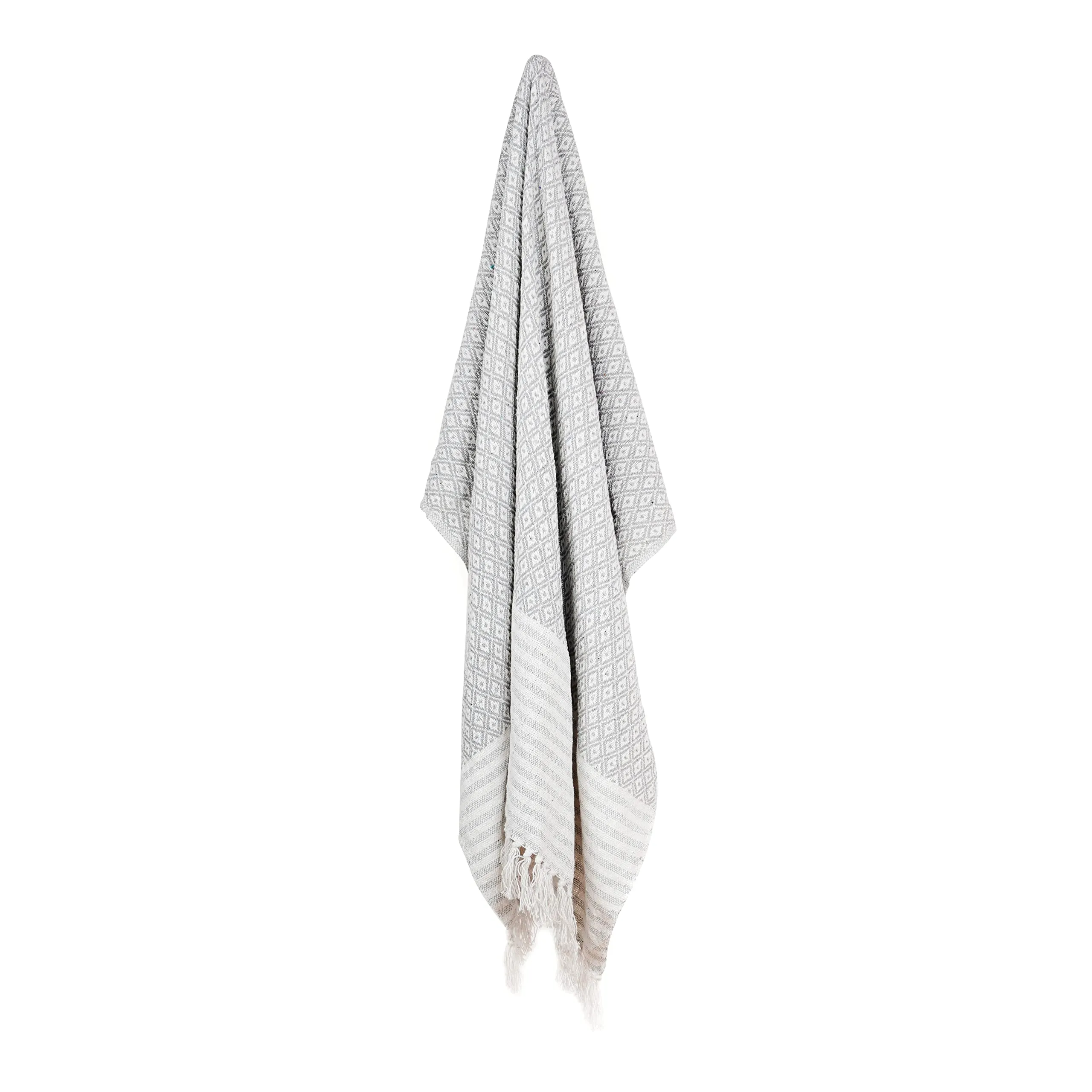 Throw Blanket for Couch - Pure Cotton Diamond Pattern Throws Soft and Warm Cozy Blankets for Sofa - Gray - 50x60 Inches