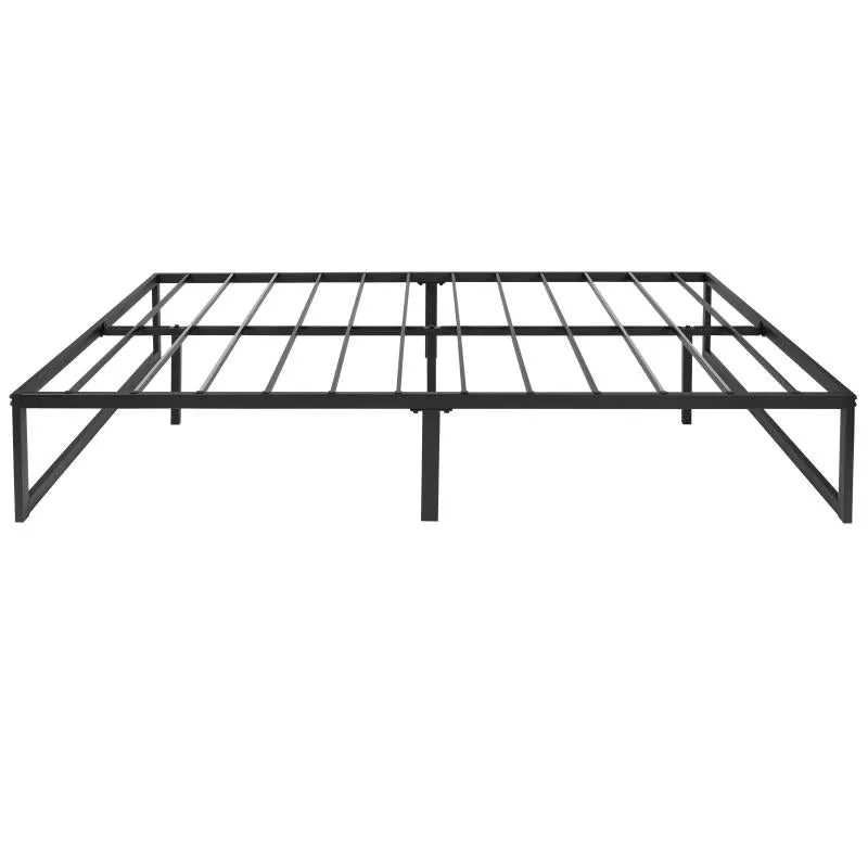 Trendy Nights Metal Platform Bed Frame No Box Spring Needed Steel Slat Support Quick Lock Functionality