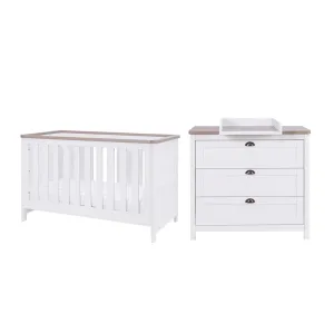Tutti Bambini Verona 2 Piece Room Set - White/Oak