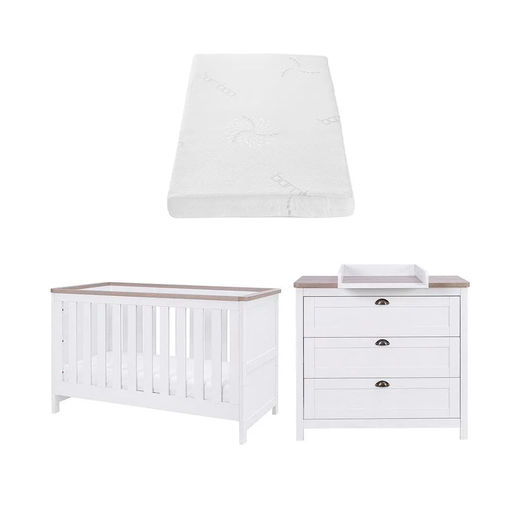 Tutti Bambini Verona 2 Piece Room Set - White/Oak