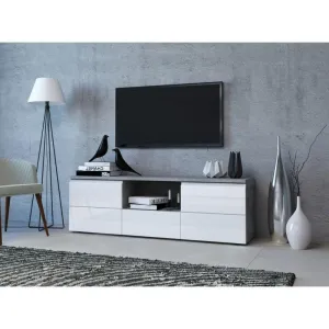 TV STAND MEZZO 160CM GREY/WHITE GLOSS FRONTS