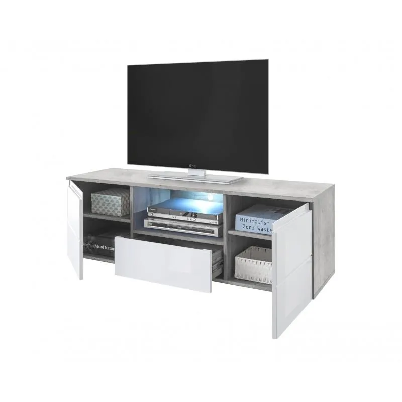 TV STAND MEZZO 160CM GREY/WHITE GLOSS FRONTS