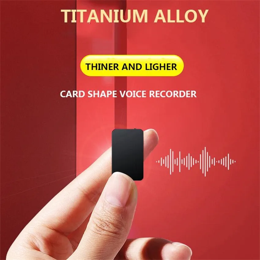 Ultra Thin Digital Voice Recorder One Key Recording Dictaphone Card Shap MP3 Player Lanyard Design Audio Recorder Small Body