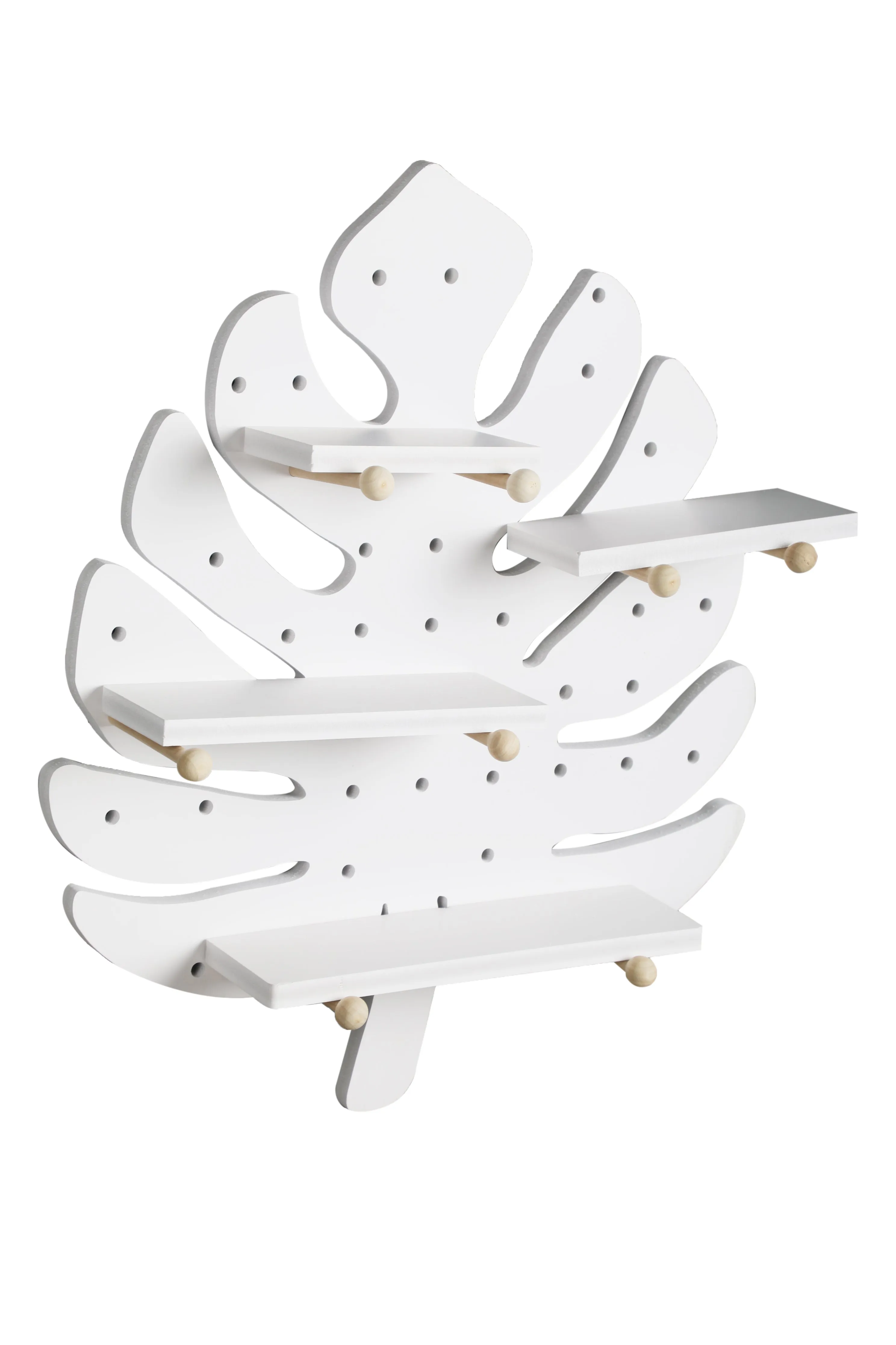 Urbancart Multipurpose Leaf-Shaped Floating Wall Shelve/Storage Display Wall Shelf  (Number of Shelves - 4, White)