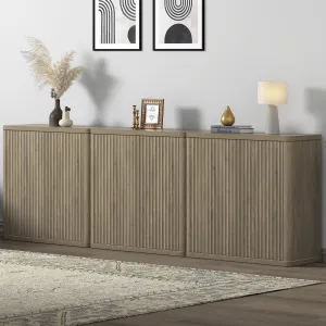 versatile Fluted Sideboard Buffet Cabinet with Storage, Modern Accent Cabinet Consle Table with Doors and Adjustable Shelves Credenzas for Living Room Hallway Kitchen , Grey