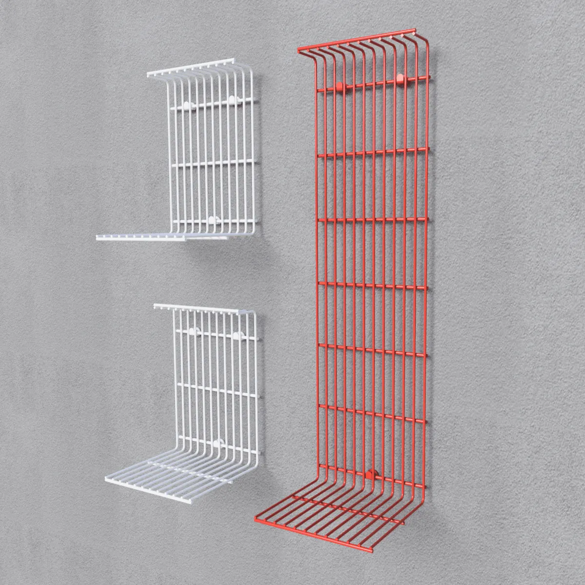 WALL DECOR SHELF 3 UNI SHELF RED, White