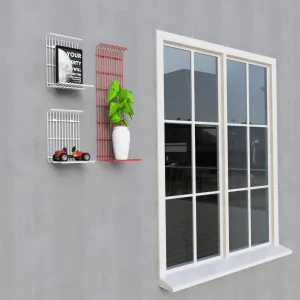 WALL DECOR SHELF 3 UNI SHELF RED, White
