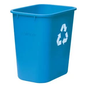 Winco PWR-28L 28 Qt Blue Polyethylene Recycling Wastebasket, 14-5/8" x 10-1/4" x 15"