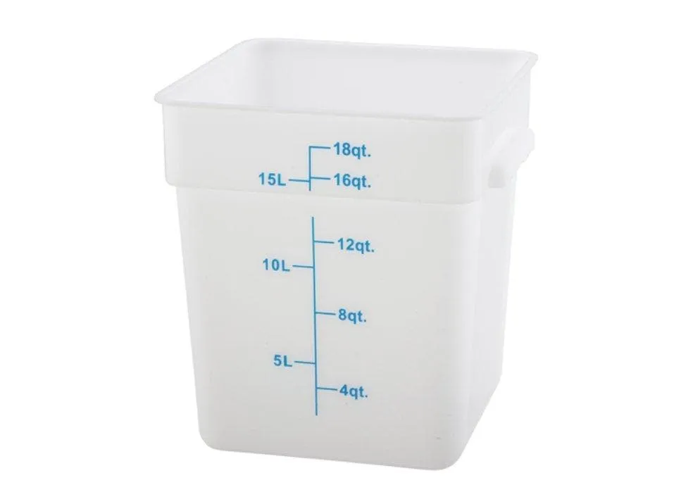 Winco White Polypropylene Square Storage Container - Various Sizes