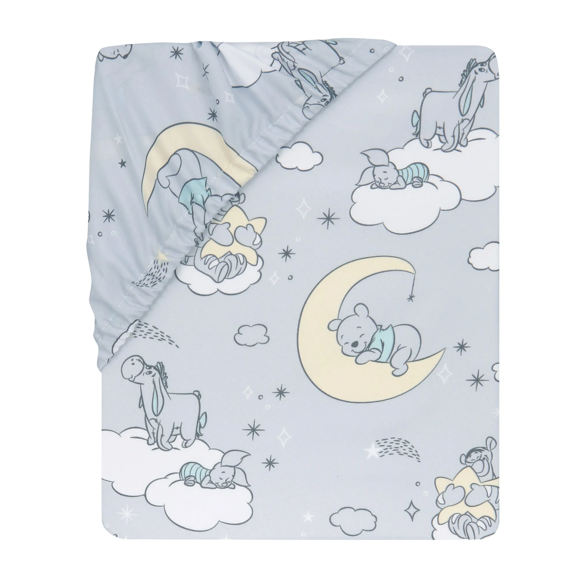 Winnie the Pooh Cozy Friends Gray Fitted Crib Sheet