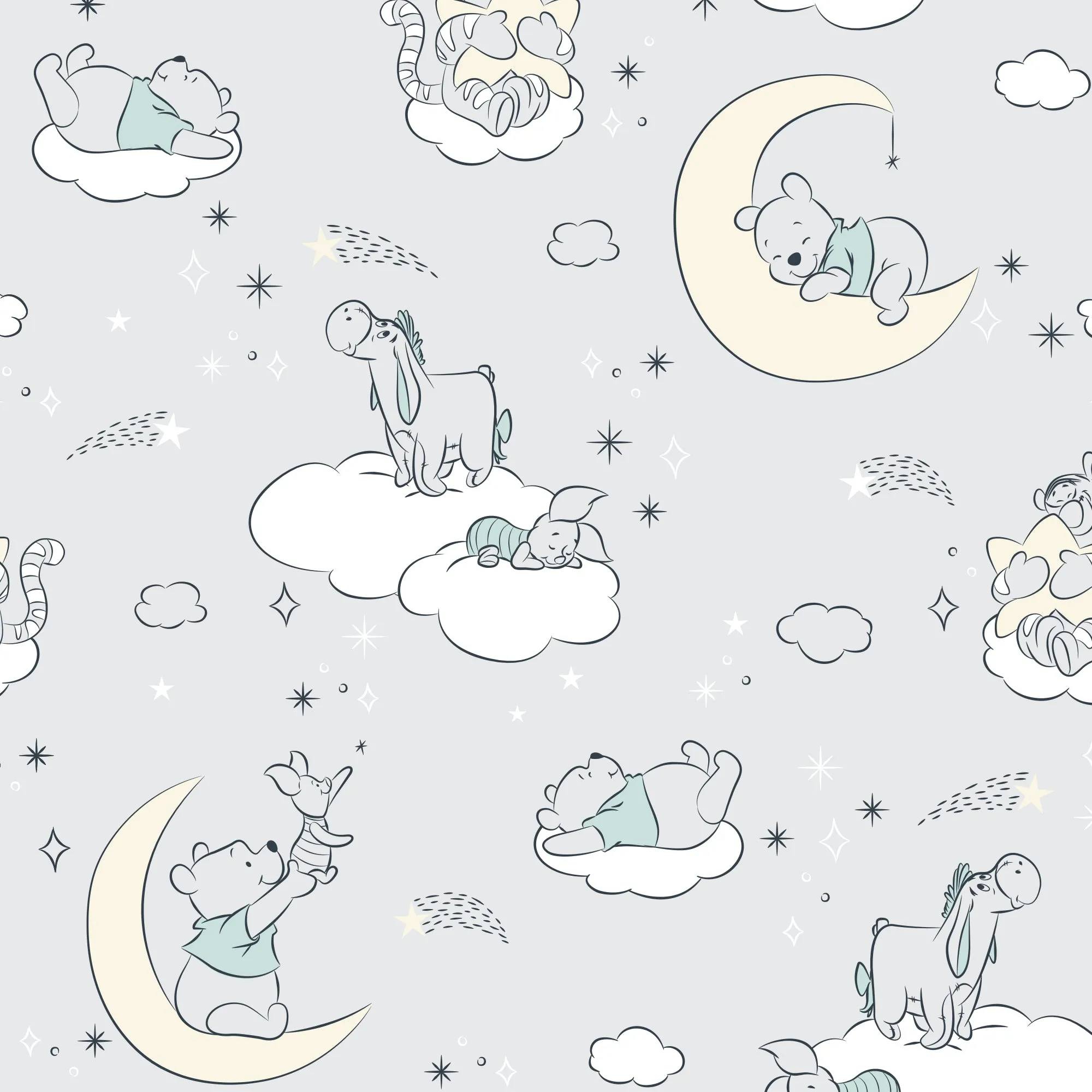 Winnie the Pooh Cozy Friends Gray Fitted Crib Sheet