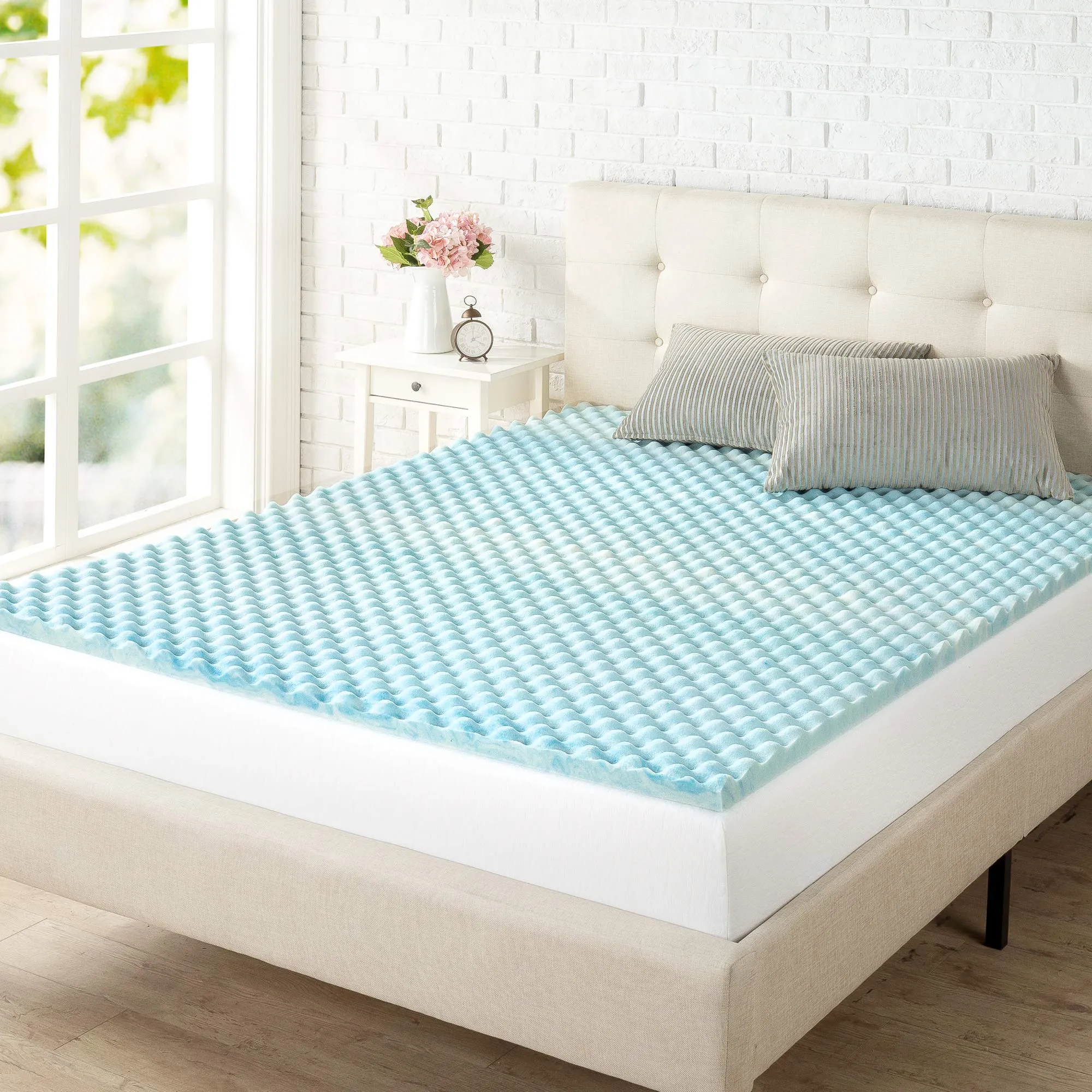 ZINUS 1.5 Inch Swirl Gel Cooling Memory Foam Mattress Topper, Cooling Airflow Design, CertiPUR-US Certified, King